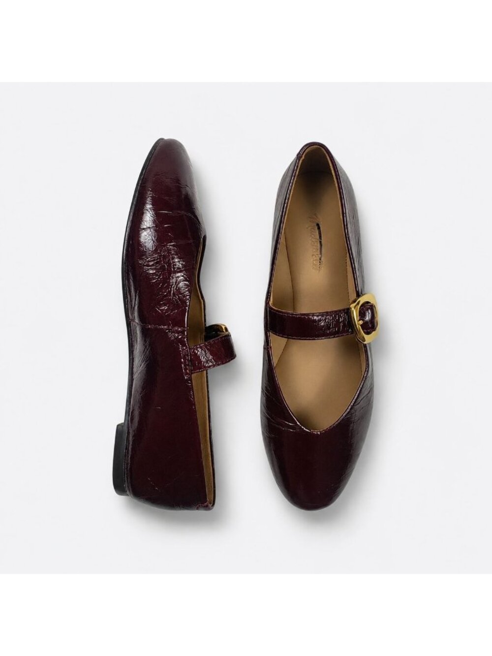 Madewell The Remy Mary Jane Flat Deep Plum Patent Leather Women's 5.5M NWOB